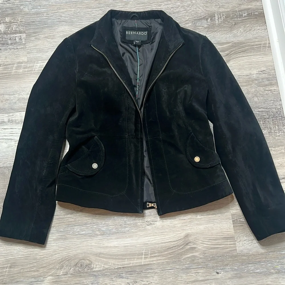 Women’s Black Suede Bernardo Jacket. Size Small - Picture 1 of 8